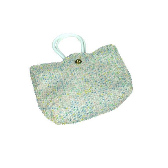 1960s beaded handbag reversible black white double purse - Picture 8 of 8